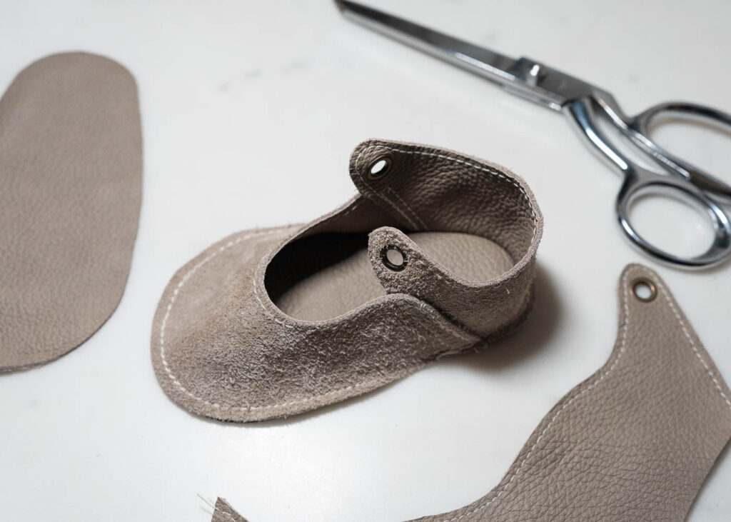 sewing leather baby shoes