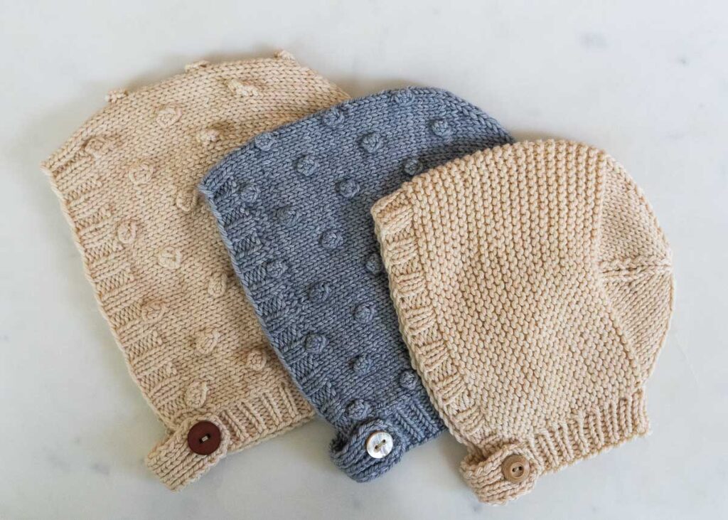hand knitted bonnets for a new baby girl
