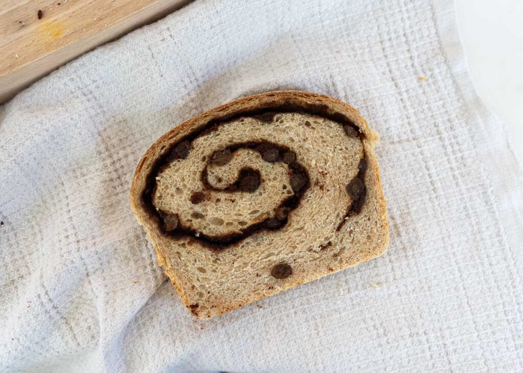 a Slice of Sourdough Cinnamon Swirl Bread