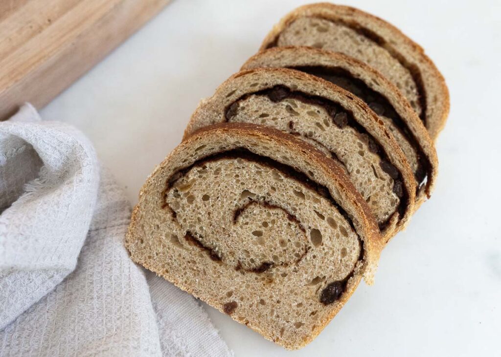 Slices of Cinnamon Swirl Bread