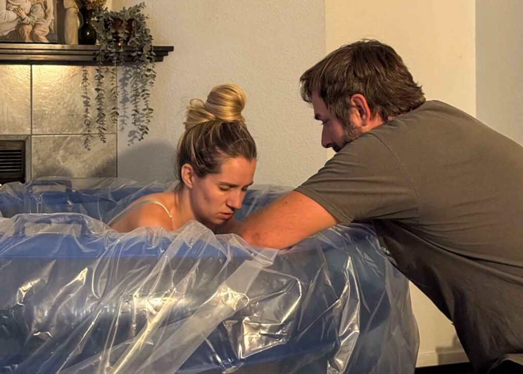 laboring in a birth tub