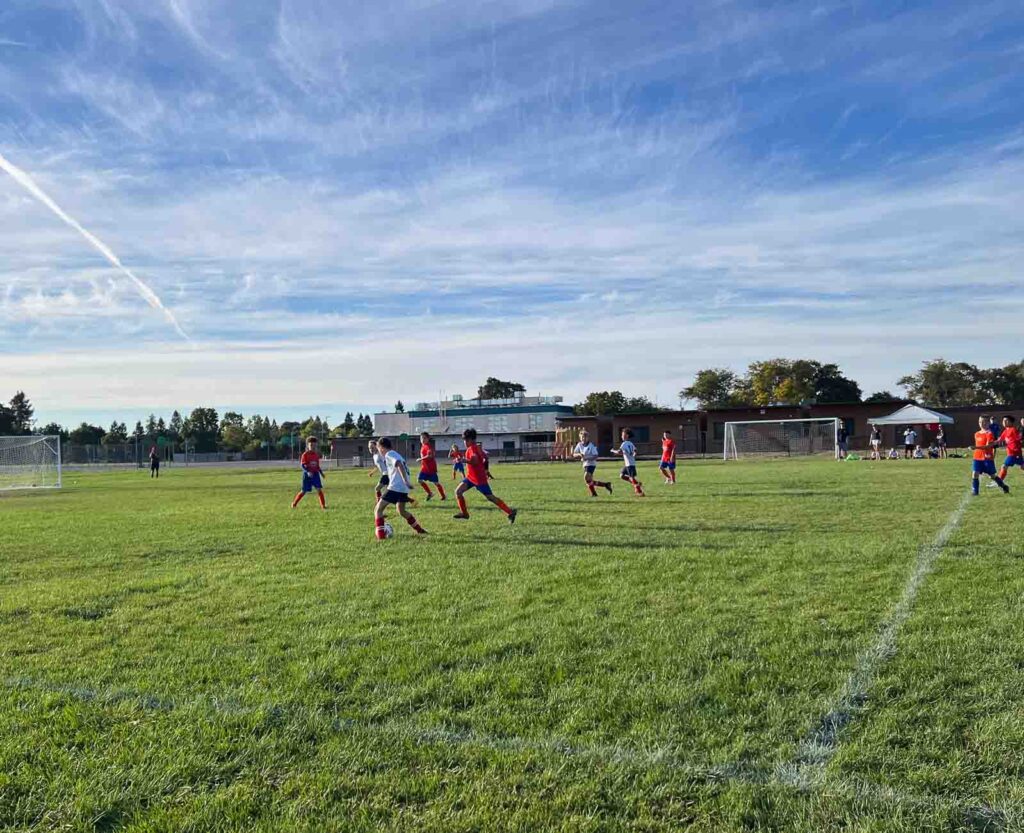 Watching a soccer game during labor