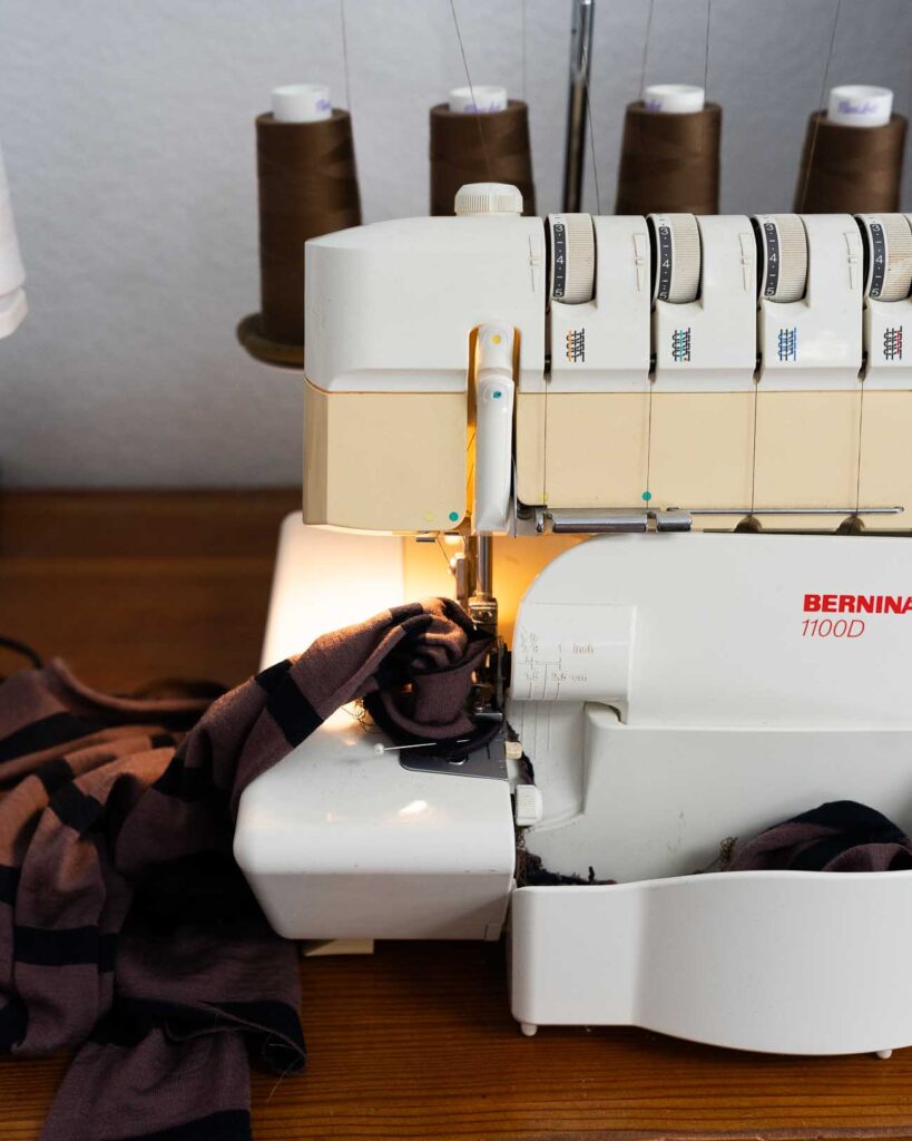 sewing a merino wool base layer