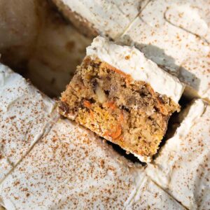 healthy carrot cake with fresh milled flour, pineapple, and coconut