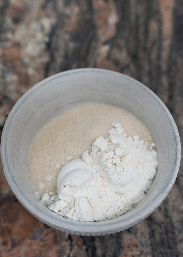 sugar and flour in a bowl